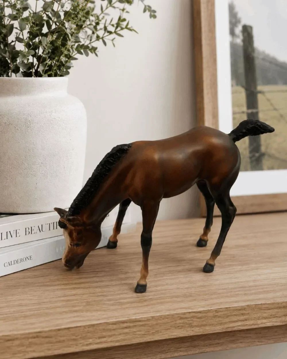 1960s Breyer Molding Co Brown Black Horse Colt Eating. Vintage. HTF.